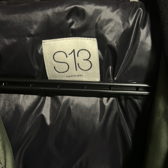 S13 New York army green pink faux fur collar puffer coat jacket - Picture 2 of 16